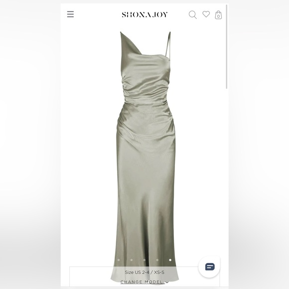 Shona Joy La Lune Asymmetrical Bias Cowl Midi Dress Sage/ Green Silk/ Adjustable - Picture 1 of 16